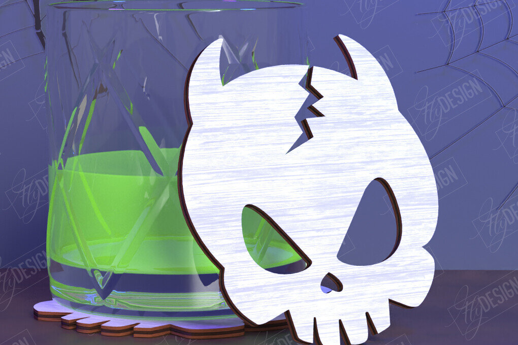 Intra απο ξύλο plywood 3mm-4mm πάχος – Skull Coaster| Ποτά σουβέρ Δίασταση  20x20 cm INTRAFABR-123844715