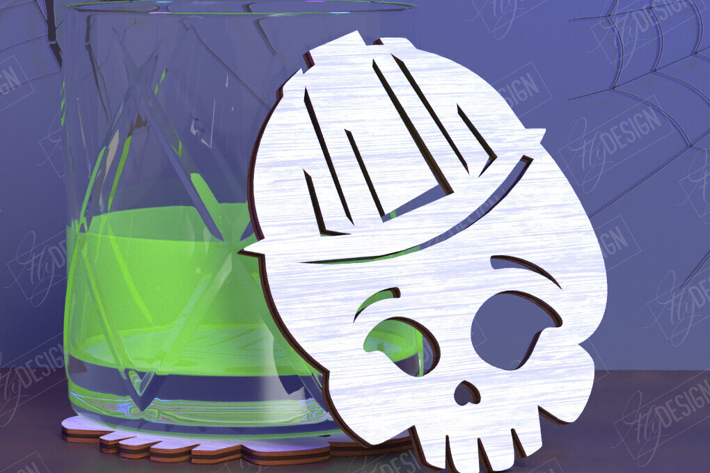 Intra απο ξύλο plywood 3mm-4mm πάχος – Skull Coaster| Ποτά σουβέρ Δίασταση  20x20 cm INTRAFABR-123844707