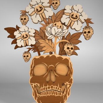 Intra απο ξύλο plywood 3mm-4mm πάχος – Skull Flowers Table Δίασταση  20x20 cm INTRAFABR-110249360 - Image 2