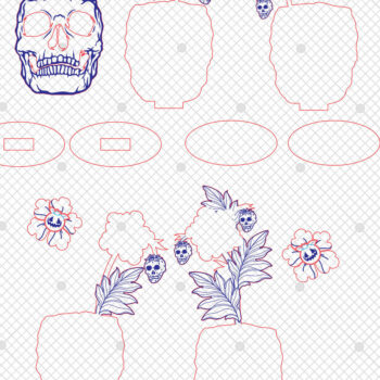 Intra απο ξύλο plywood 3mm-4mm πάχος – Skull Flowers Table Δίασταση  20x20 cm INTRAFABR-110249360 - Image 6