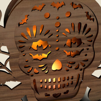 Intra απο ξύλο plywood 3mm-4mm πάχος – Διακοσμητικό αρχείο φαναριού Skull Halloween Δίασταση 40x30 cm INTRAFABR-107978911 - Image 1
