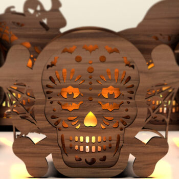 Intra απο ξύλο plywood 3mm-4mm πάχος – Διακοσμητικό αρχείο φαναριού Skull Halloween Δίασταση 40x30 cm INTRAFABR-107978911 - Image 2