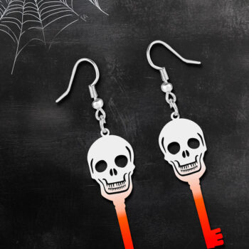 Intra απο ξύλο plywood 3mm-4mm πάχος – Κλειδί κρανίου αποκριάτικα σκουλαρίκια με λέιζερ Δίασταση  5x5 cm INTRAFABR-120902532 - Image 2