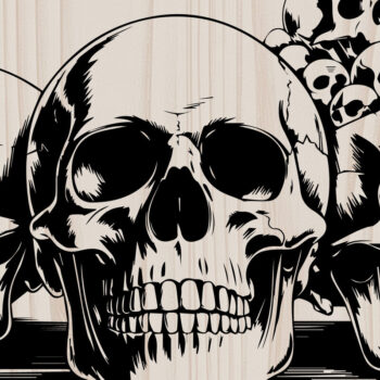 Intra απο ξύλο plywood 3mm-4mm πάχος – Skull Pile Line Art Δίασταση  20x20 cm INTRAFABR-123532070 - Image 1