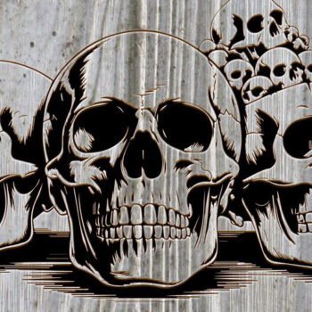 Intra απο ξύλο plywood 3mm-4mm πάχος – Skull Pile Line Art Δίασταση  20x20 cm INTRAFABR-123532070 - Image 5