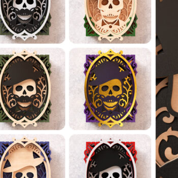 Intra απο ξύλο plywood 3mm-4mm πάχος – Skull Portrait 3D Layered Δίασταση 20x20 cm INTRAFABR-16234861 - Image 2