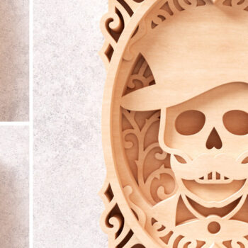 Intra απο ξύλο plywood 3mm-4mm πάχος – Skull Portrait 3D Layered Δίασταση 20x20 cm INTRAFABR-16234861 - Image 7