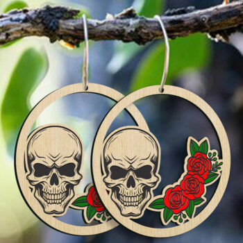 Intra απο ξύλο plywood 3mm-4mm πάχος – Σιλουέτα κρανίου με κομψή λίμα τριαντάφυλλου Δίασταση  20x20 cm INTRAFABR-120776480 - Image 2