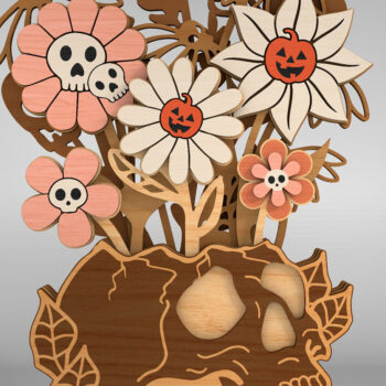 Intra απο ξύλο plywood 3mm-4mm πάχος – Skull Vase Flowers Table Δίασταση  20x20 cm INTRAFABR-110253337 - Image 5