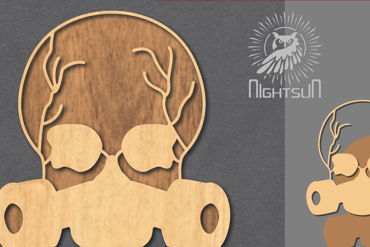 Intra απο ξύλο plywood 3mm-4mm πάχος – Κρανίο με αξεσουάρ Δίασταση  20x20 cm INTRAFABR-124402744