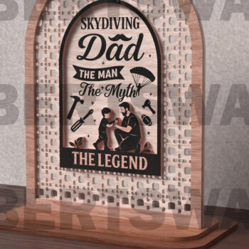 Intra απο ξύλο plywood 3mm-4mm πάχος – Σημάδι Legend Dad Skydiving Δίασταση  20x20 cm INTRAFABR-121720800 - Image 1