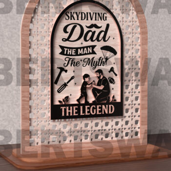 Intra απο ξύλο plywood 3mm-4mm πάχος – Σημάδι Legend Dad Skydiving Δίασταση  20x20 cm INTRAFABR-121720800 - Image 2