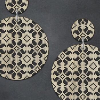 Intra απο ξύλο plywood 3mm-4mm πάχος – Σλαβικά γεωμετρικά σκουλαρίκια Boho Δίασταση 5x5 cm INTRAFABR-26856921 - Image 2