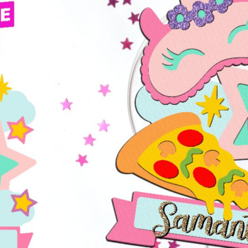 Intra απο ξύλο plywood 3mm-4mm πάχος – Sleepover και Pizza Cake Topper 3D Δίασταση  20x20 cm INTRAFABR-123595963 - Image 1