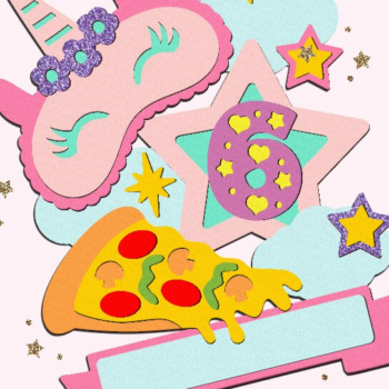 Intra απο ξύλο plywood 3mm-4mm πάχος – Sleepover και Pizza Cake Topper 3D Δίασταση  20x20 cm INTRAFABR-123595963 - Image 4