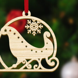 Intra απο ξύλο plywood 3mm-4mm πάχος – Έλκηθρο Χριστουγεννιάτικο Στολίδι Δίασταση  20x20 cm INTRAFABR-48438947