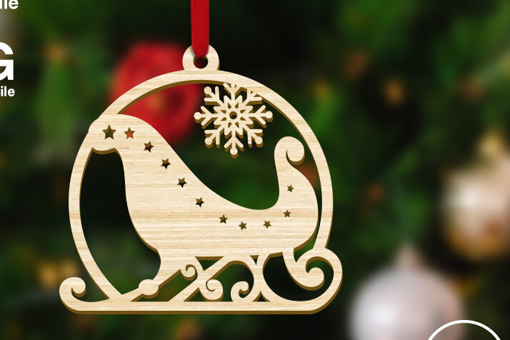 Intra απο ξύλο plywood 3mm-4mm πάχος – Έλκηθρο Χριστουγεννιάτικο Στολίδι Δίασταση  20x20 cm INTRAFABR-48438947