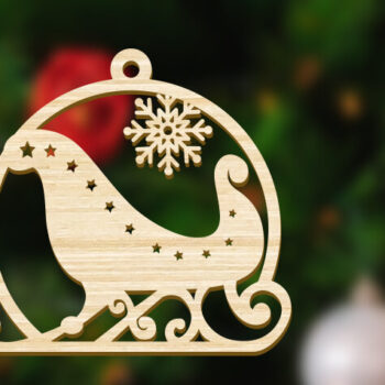 Intra απο ξύλο plywood 3mm-4mm πάχος – Έλκηθρο Χριστουγεννιάτικο Στολίδι Δίασταση  20x20 cm INTRAFABR-48438947 - Image 2