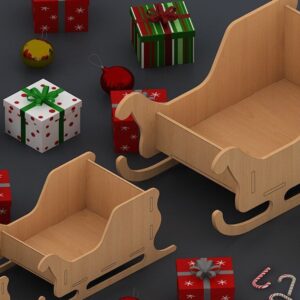 Intra απο ξύλο plywood 3mm-4mm πάχος – Sleigh Decoration / Santa Sleigh DXF Δίασταση  20x20 cm INTRAFABR-42957128