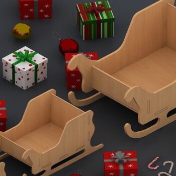 Intra απο ξύλο plywood 3mm-4mm πάχος – Sleigh Decoration / Santa Sleigh DXF Δίασταση  20x20 cm INTRAFABR-42957128 - Image 1