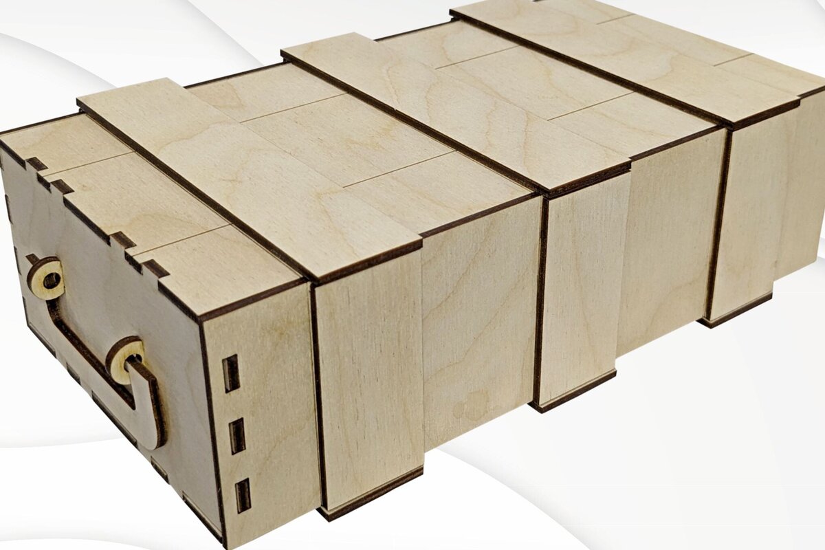 Intra απο ξύλο plywood 3mm-4mm πάχος – Κουτί δώρου Slider με μυστικό διαμέρισμα Δίασταση  20x20 cm INTRAFABR-124400460