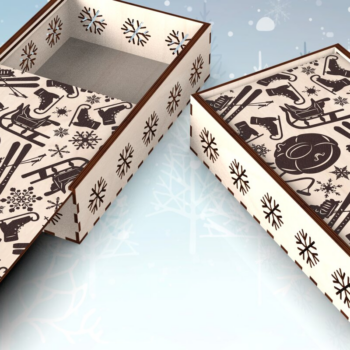 Intra απο ξύλο plywood 3mm-4mm πάχος – Χριστουγεννιάτικο κουτί με συρόμενο καπάκι με γκραβούρα Δίασταση  20x20 cm INTRAFABR-109606242 - Image 1