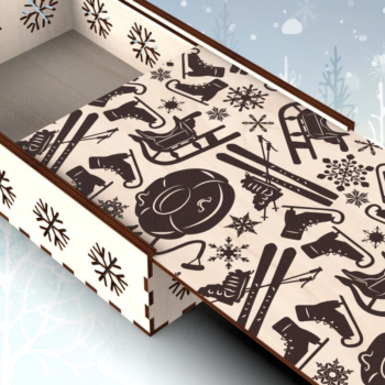 Intra απο ξύλο plywood 3mm-4mm πάχος – Χριστουγεννιάτικο κουτί με συρόμενο καπάκι με γκραβούρα Δίασταση  20x20 cm INTRAFABR-109606242 - Image 2