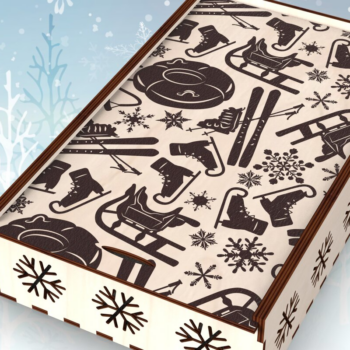 Intra απο ξύλο plywood 3mm-4mm πάχος – Χριστουγεννιάτικο κουτί με συρόμενο καπάκι με γκραβούρα Δίασταση  20x20 cm INTRAFABR-109606242 - Image 3