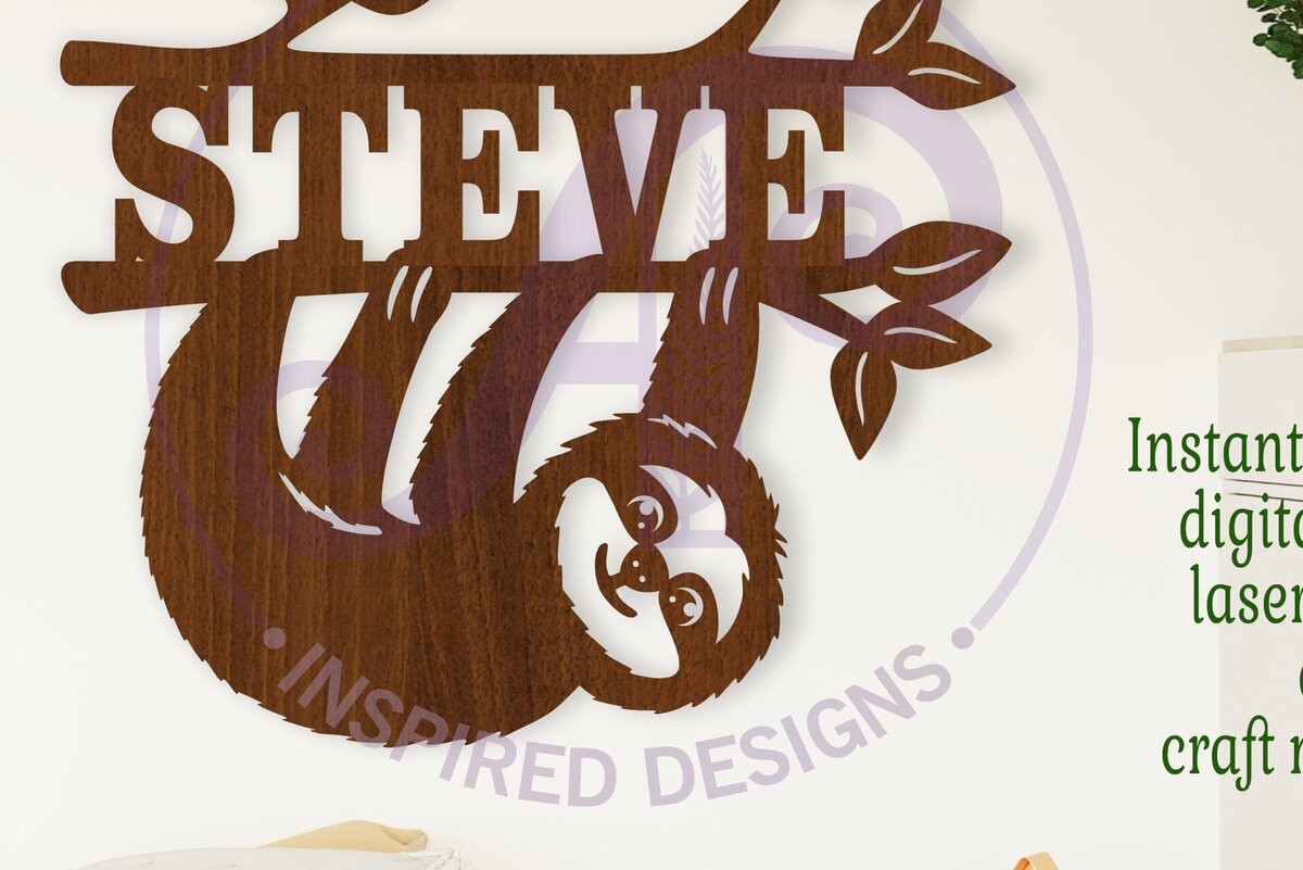 Intra απο ξύλο plywood 3mm-4mm πάχος – Sloth Κρεμαστή πινακίδα ονόματος Cut Laser Δίασταση  20x20 cm INTRAFABR-112231648