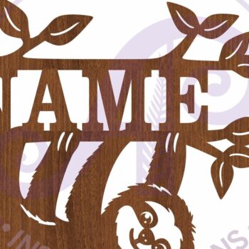 Intra απο ξύλο plywood 3mm-4mm πάχος – Sloth Κρεμαστή πινακίδα ονόματος Cut Laser Δίασταση  20x20 cm INTRAFABR-112231648 - Image 4