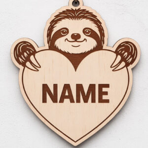 Intra απο ξύλο plywood 3mm-4mm πάχος – Sloth Heart Name Keychain Δίασταση  5x5 cm INTRAFABR-122895963