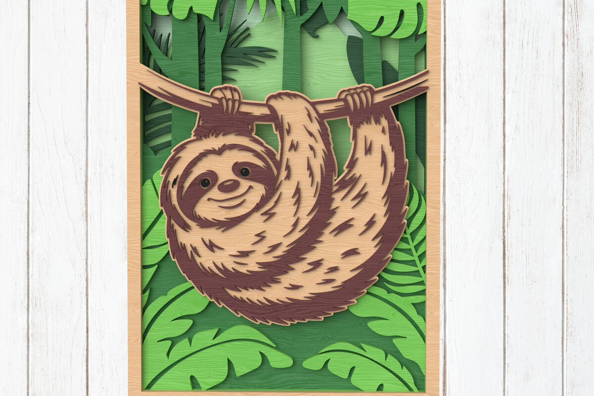 Intra απο ξύλο plywood 3mm-4mm πάχος – Sloth Jungle Art Δίασταση  20x20 cm INTRAFABR-113850208