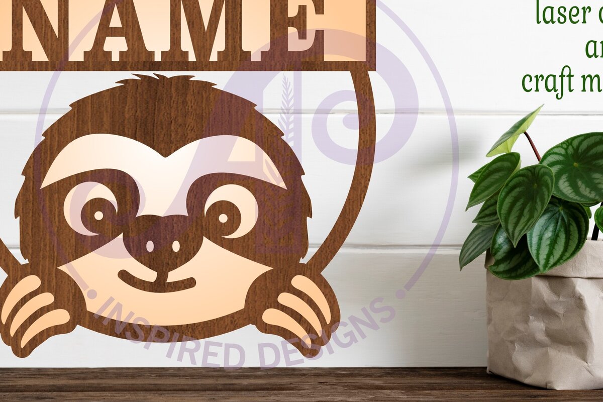 Intra απο ξύλο plywood 3mm-4mm πάχος – Πρότυπο κοπής λέιζερ Sloth Name Δίασταση  20x20 cm INTRAFABR-95323397