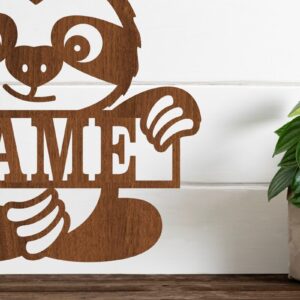 Intra απο ξύλο plywood 3mm-4mm πάχος – Sloth Nursery name Sign Δίασταση  40x30 cm INTRAFABR-77510950
