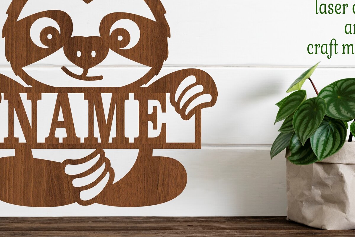 Intra απο ξύλο plywood 3mm-4mm πάχος – Sloth Nursery name Sign Δίασταση  40x30 cm INTRAFABR-77510950