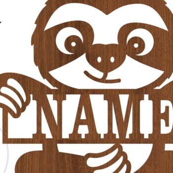 Intra απο ξύλο plywood 3mm-4mm πάχος – Sloth Nursery name Sign Δίασταση 40x30 cm INTRAFABR-77510950 - Image 2