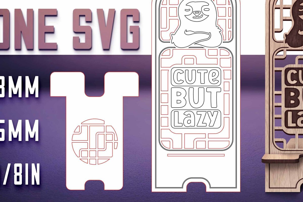 Intra απο ξύλο plywood 3mm-4mm πάχος – Sloth Stand Phone  Δίασταση  20x20 cm INTRAFABR-77458499