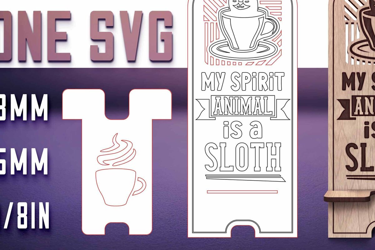 Intra απο ξύλο plywood 3mm-4mm πάχος – Sloth Stand Phone  Δίασταση  20x20 cm INTRAFABR-77458544