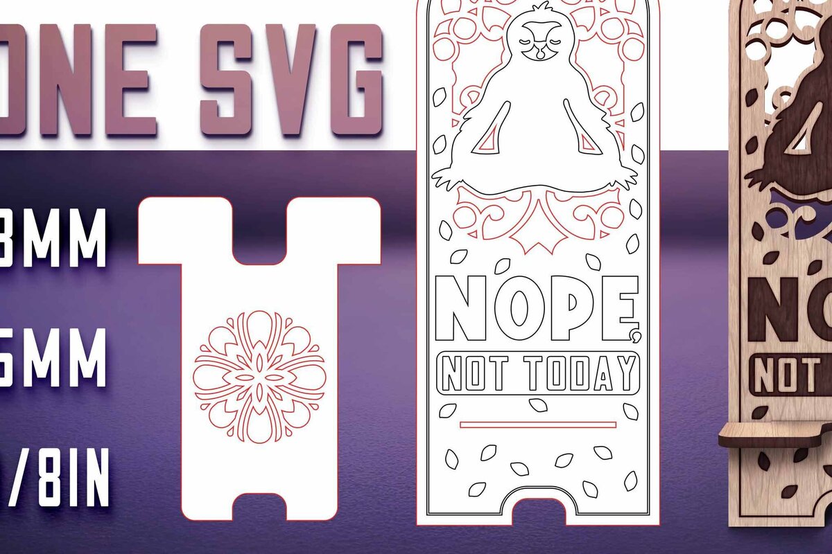 Intra απο ξύλο plywood 3mm-4mm πάχος – Sloth Stand Phone  Δίασταση  20x20 cm INTRAFABR-77458561