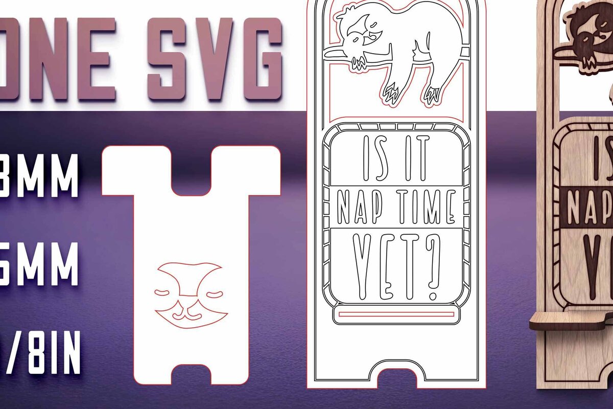 Intra απο ξύλο plywood 3mm-4mm πάχος – Sloth Stand Phone  Δίασταση  20x20 cm INTRAFABR-77458581