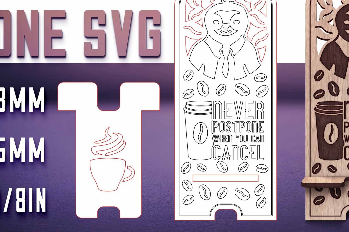 Intra απο ξύλο plywood 3mm-4mm πάχος – Sloth Stand Phone  Δίασταση  20x20 cm INTRAFABR-77458363