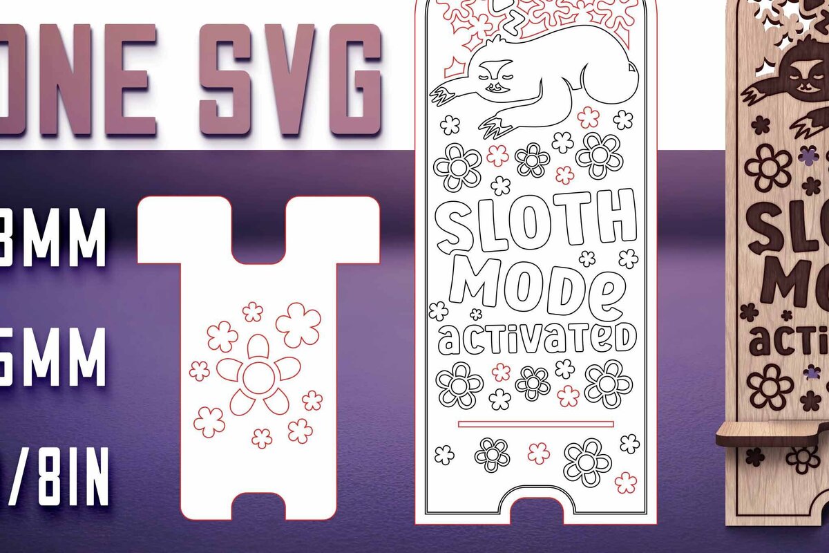 Intra απο ξύλο plywood 3mm-4mm πάχος – Sloth Stand Phone  Δίασταση  20x20 cm INTRAFABR-77458380