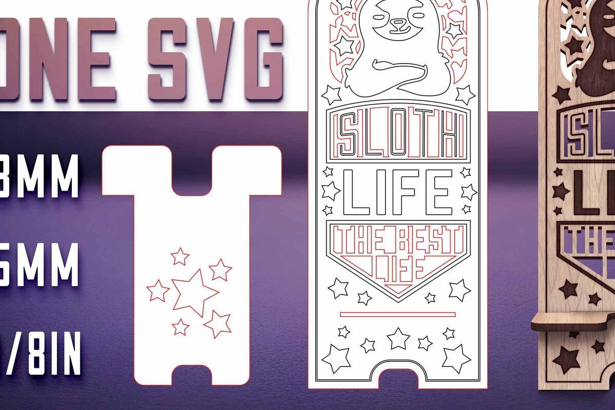 Intra απο ξύλο plywood 3mm-4mm πάχος – Sloth Stand Phone  Δίασταση  20x20 cm INTRAFABR-77458412