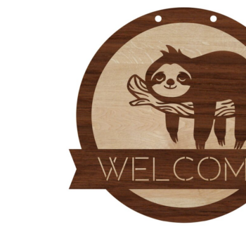 Intra απο ξύλο plywood 3mm-4mm πάχος – Sloth καλωσορίσματος σημάδι και κενό Δίασταση  20x20 cm INTRAFABR-14177896 - Image 1
