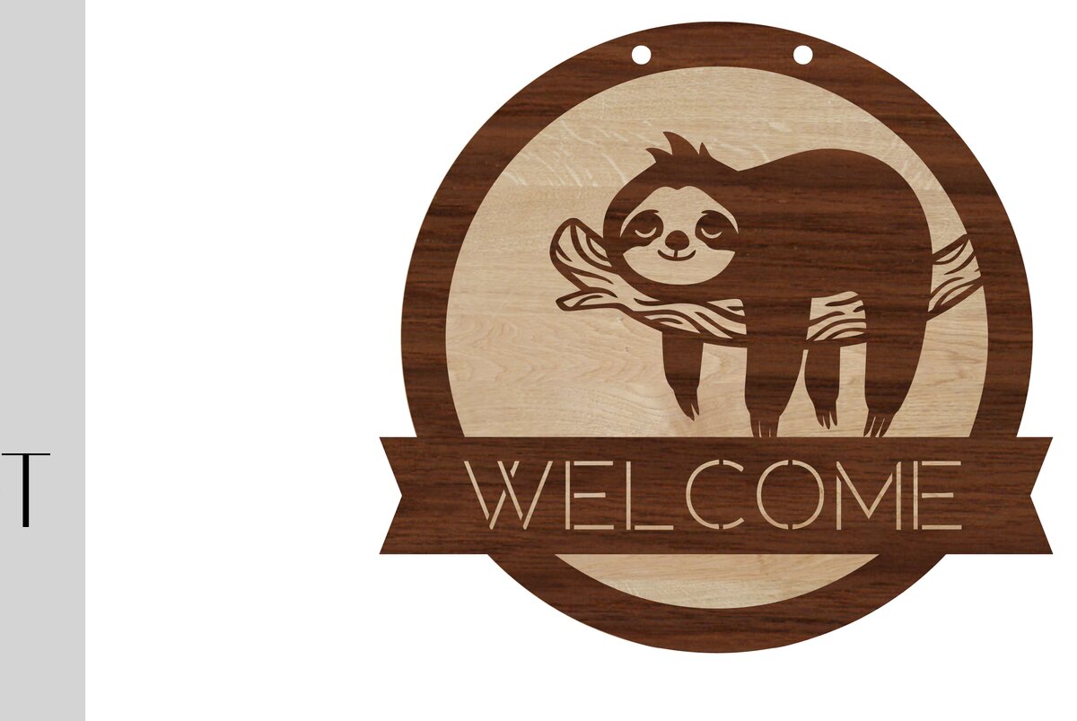 Intra απο ξύλο plywood 3mm-4mm πάχος – Sloth καλωσορίσματος σημάδι και κενό Δίασταση  20x20 cm INTRAFABR-14177896