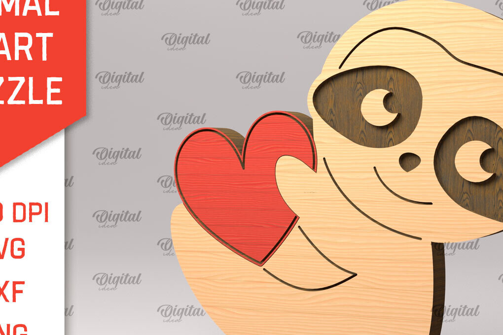 Intra απο ξύλο plywood 3mm-4mm πάχος – Sloth ξύλινο παζλ Δίασταση  20x20 cm INTRAFABR-97714712