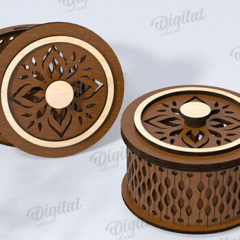 Intra απο ξύλο plywood 3mm-4mm πάχος – Μικρό στρογγυλό κουτί μπιχλιμπιδιού Κοπή λέιζερ Δίασταση  20x20 cm INTRAFABR-119075892 - Image 1