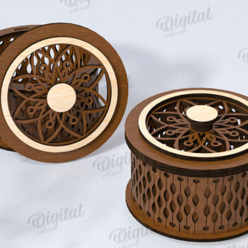 Intra απο ξύλο plywood 3mm-4mm πάχος – Μικρό στρογγυλό κουτί μπιχλιμπιδιών Δέσμη κοπής λέιζερ Δίασταση  20x20 cm INTRAFABR-118958308 - Image 12