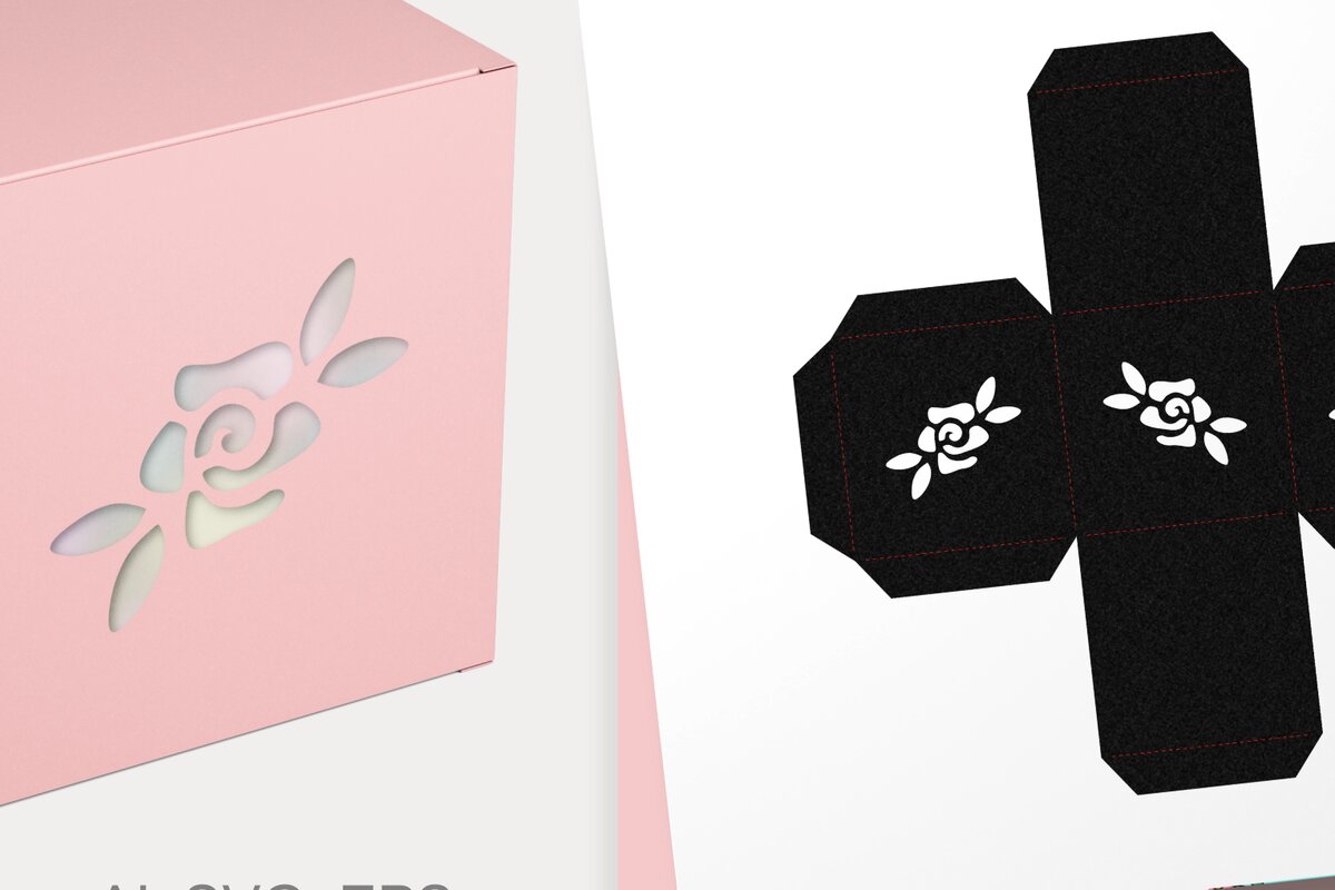 Intra απο ξύλο plywood 3mm-4mm πάχος – Κουτί δώρου Small Zig Zag Roses Cube Δίασταση  20x20 cm INTRAFABR-64976222