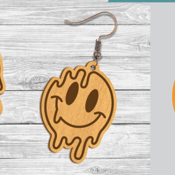 Intra απο ξύλο plywood 3mm-4mm πάχος – Σκουλαρίκια Smile Face 1 Δίασταση 5x5 cm INTRAFABR-104777391 - Image 1